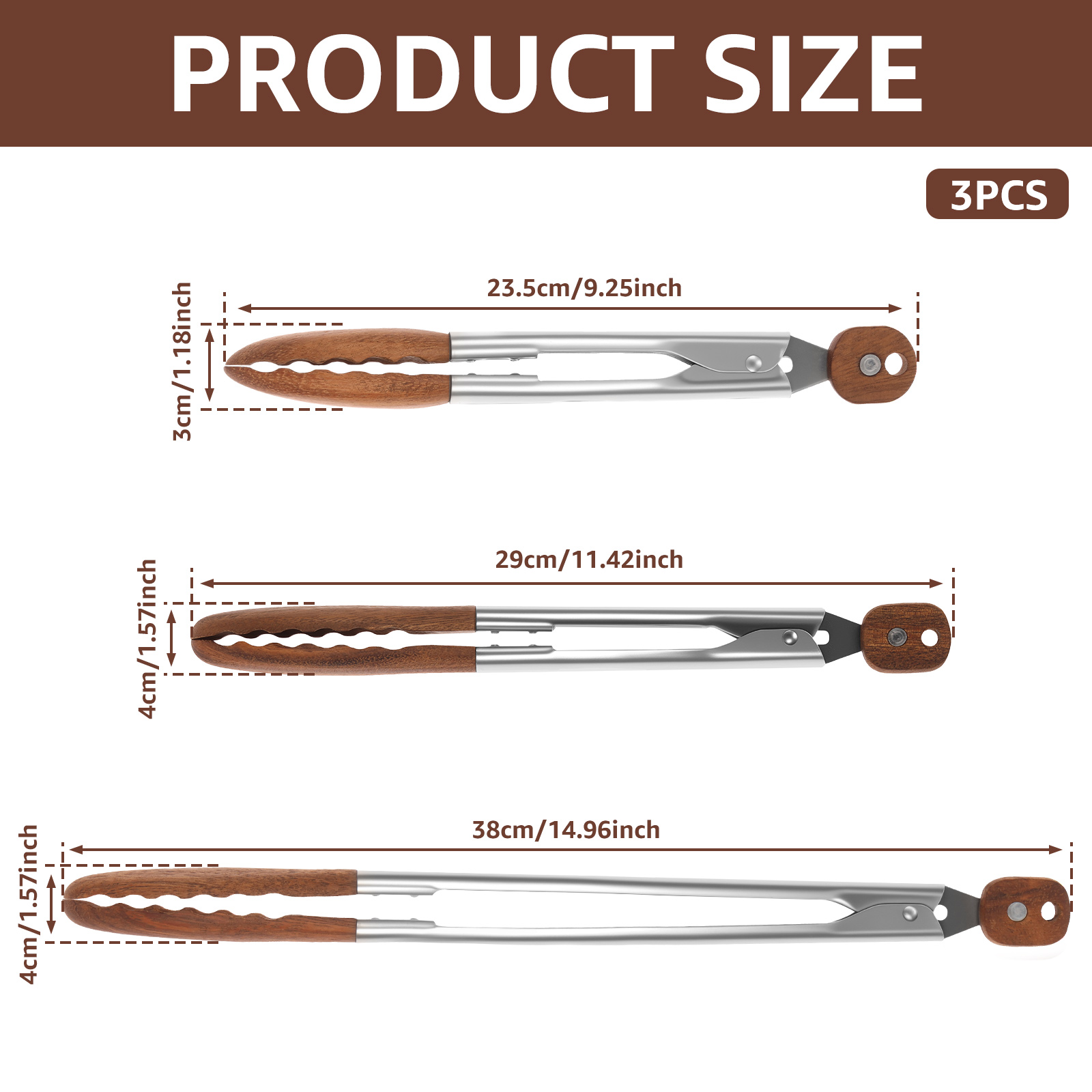 2/3 Pcs Food Tongs Walnut Wood - Kitchen Gadgets Latest ulasan dan harga
