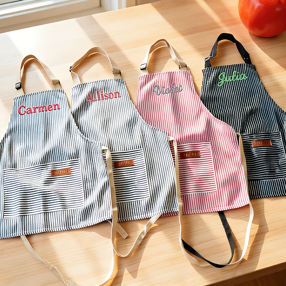 Embroidered Name Striped Apron - Kitchen Gadgets Name ulasan dan harga